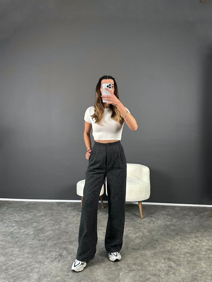 Gri Yünefek Palazzo Pantolon 