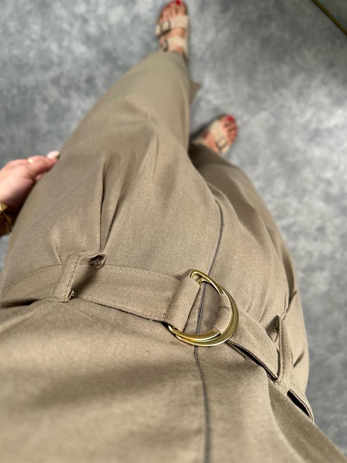 Tatissi Haki Kemer Bağlamalı V Yaka Keten Tulum