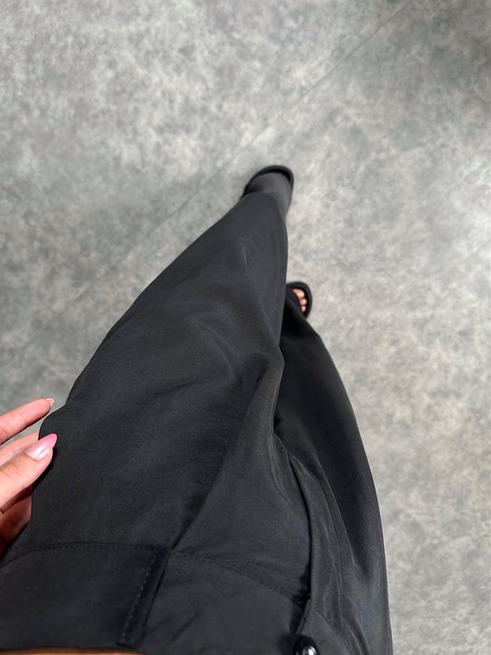 Vos Siyah Poliviskon Kumaş Cepli Pantolon