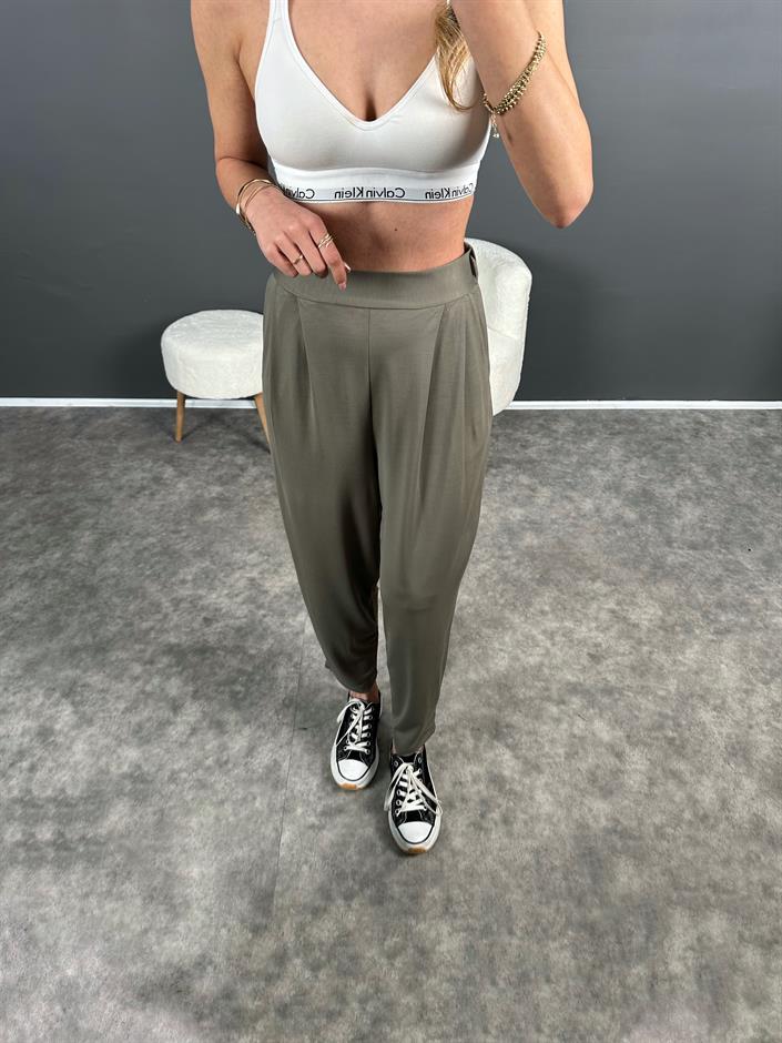 Tanya Haki Yazlık Modal Kumaş Harem Pantolon