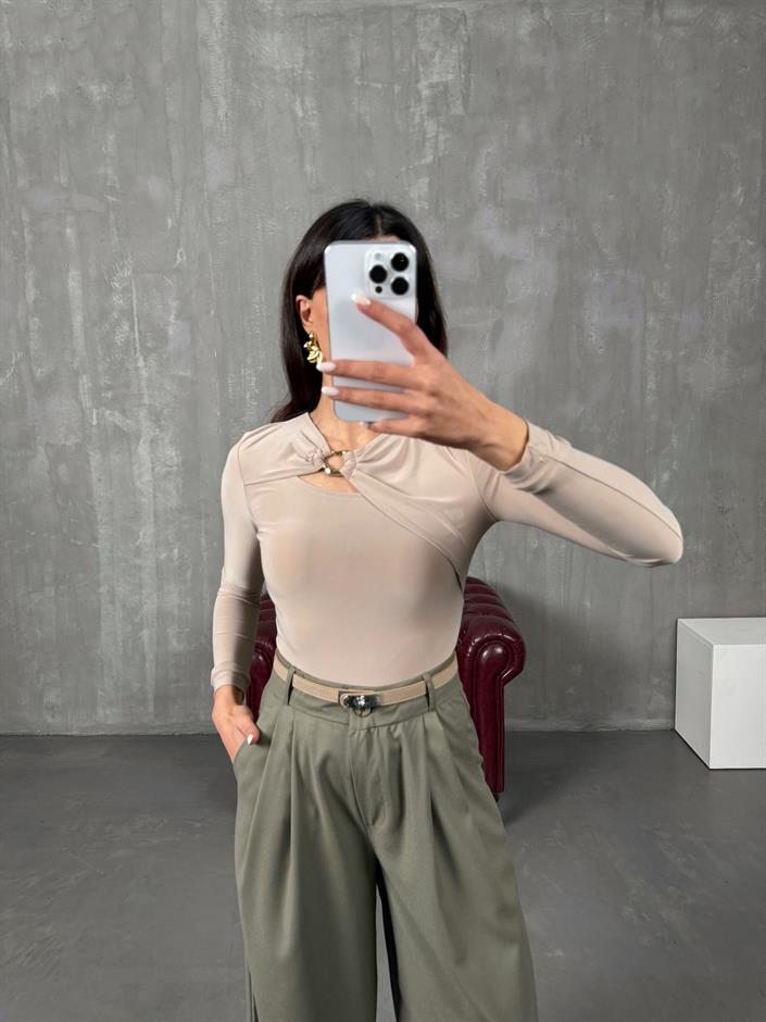 Payne Açık Vizon Metal Toka Detaylı Bodysuit