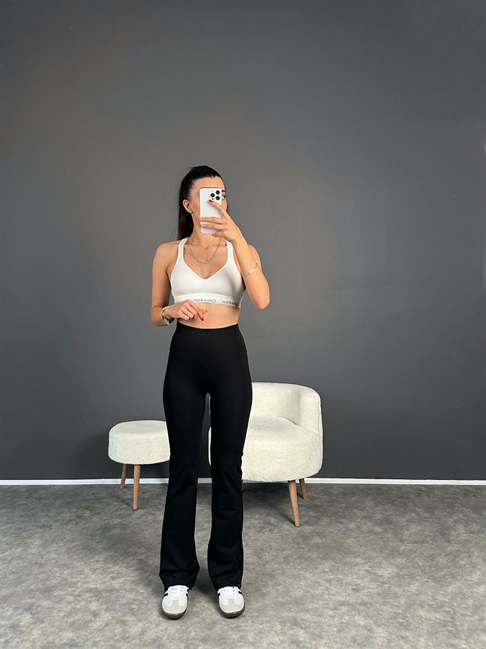 Siyah İspanyol Oysh Şardonlu Pantolon 