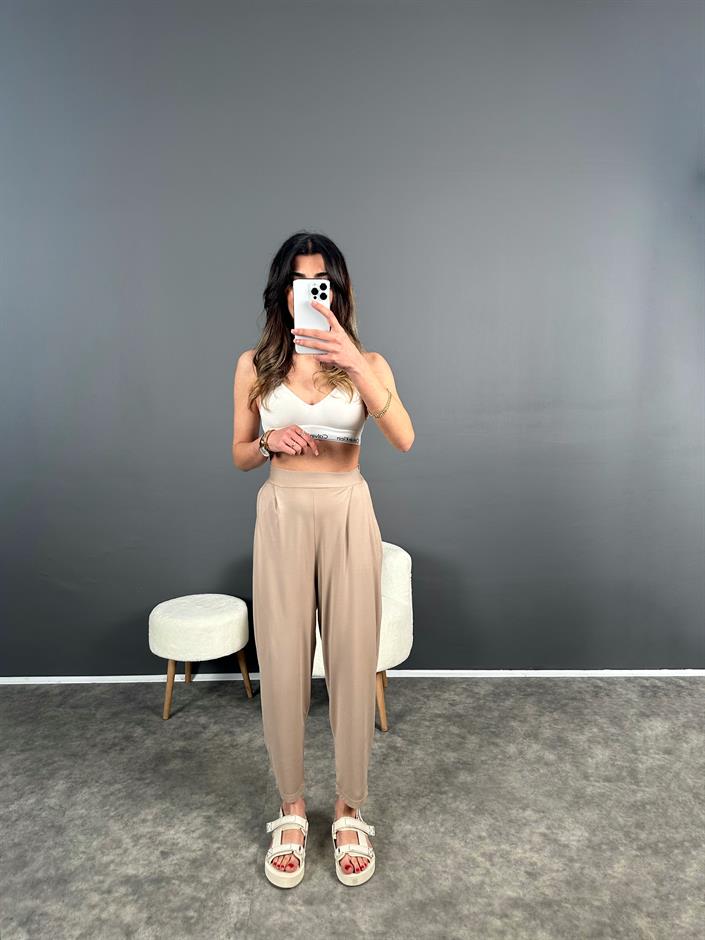 Tanya Açık Vizon Yazlık Modal Kumaş Harem Pantolon