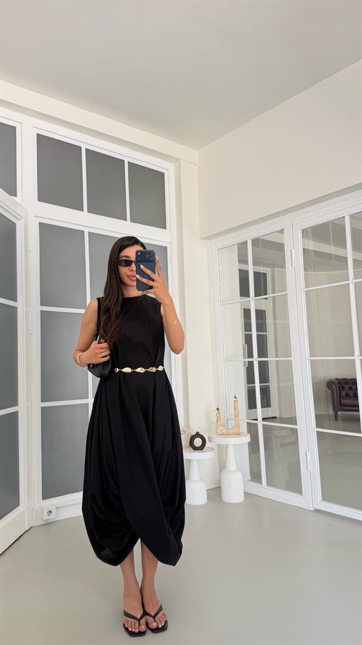 Siyah Muadil Astarlı Balon Elbise GAUS-01805