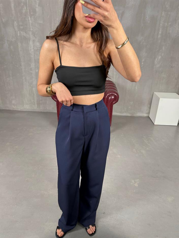 Lacivert Palazzo Kumaş Pantolon Gaus00140