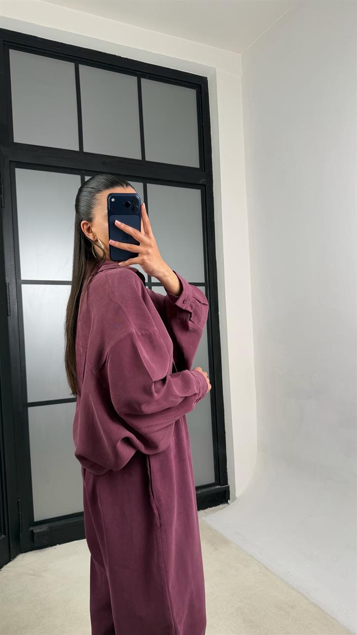 Mürdüm MD Muadil Gömlek Beli Lastikli Şalvar Pantolon Tencel Takım GAUS-01500