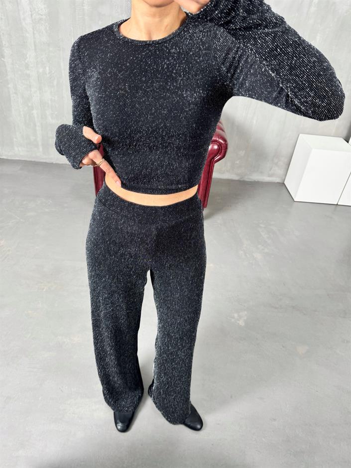 Lara Siyah Simli Pantolon
