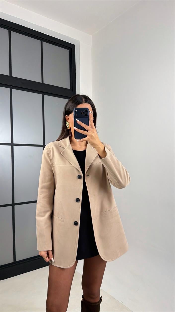 Vizon Astarlı Blazer Süet Ceket GAUS-00605