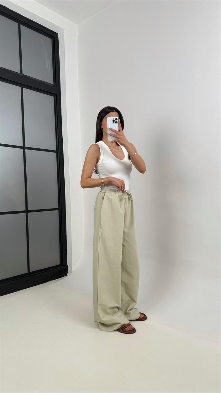Soft Yeşil Beli Lastikli Salaş Pantolon Gaus00363