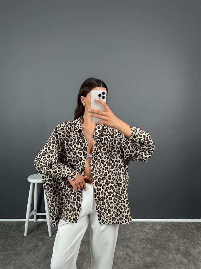 Jagu Oversize Leopar Salaş Gömlek 
