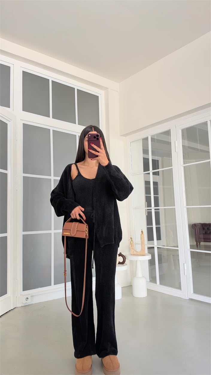 Siyah Yumuşak Dokulu Üçlü Premium Takım GAUS-02028 GAUS-02210