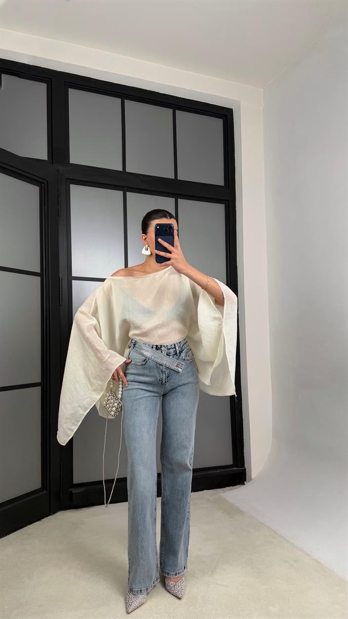 Mavi Taş Kemer Detaylı Premium Jean GAUS-01299