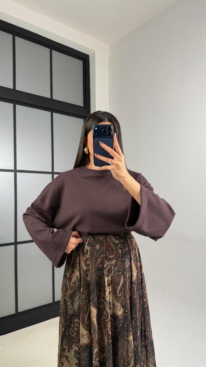 Yeşil Etnik Desenli Beli Lastikli Astarlı Tül Etek GAUS-01133 GAUS-01142