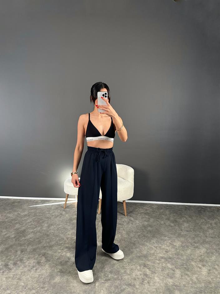 Olya Lacivert Beli Lastikli Pantolon 