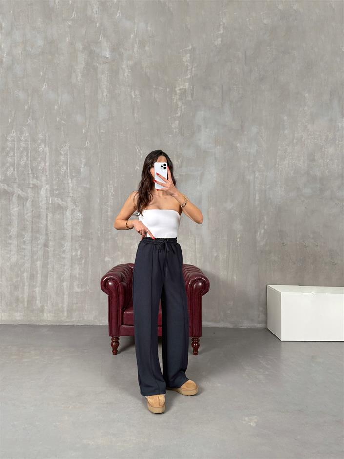 Vilde Siyah Çımalı Yıkamalı Oys Muadil Pantolon