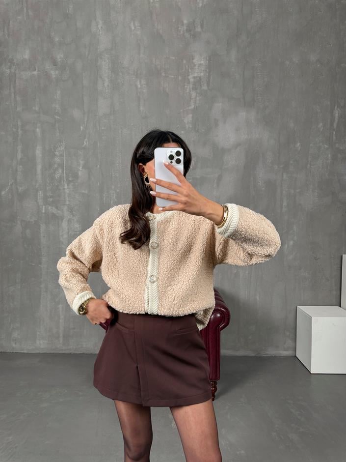 Jose Krem MD Düğmeli Teddy Peluş Hırka