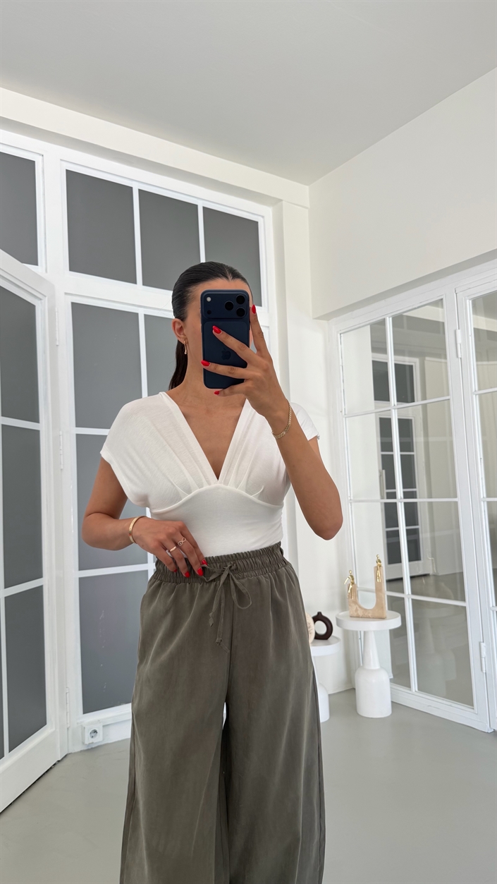 Haki MD Muadil Beli Lastikli Tencel Pantolon GAUS-01848