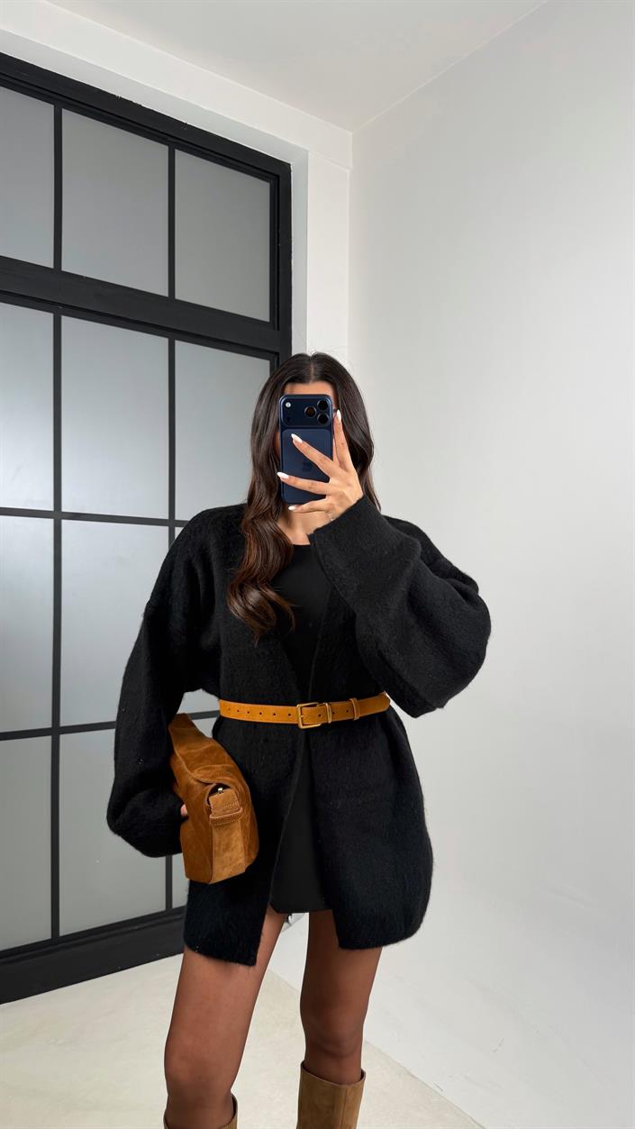 Siyah Oversize Triko Hırka GAUS-00525