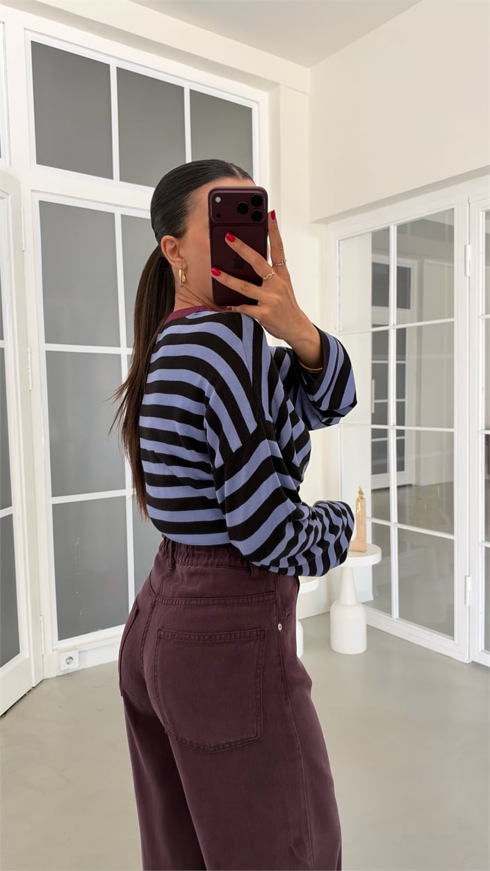 Mürdüm Beli Lastikli Geniş Paça Jean GAUS-01876 GAUS-02035