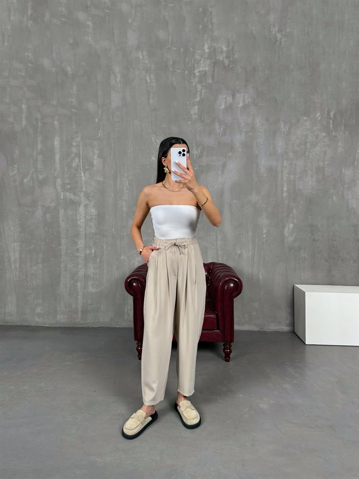 Vetra Taş Önden Bağlama Detaylı Havuç Model Şalvar Pantolon