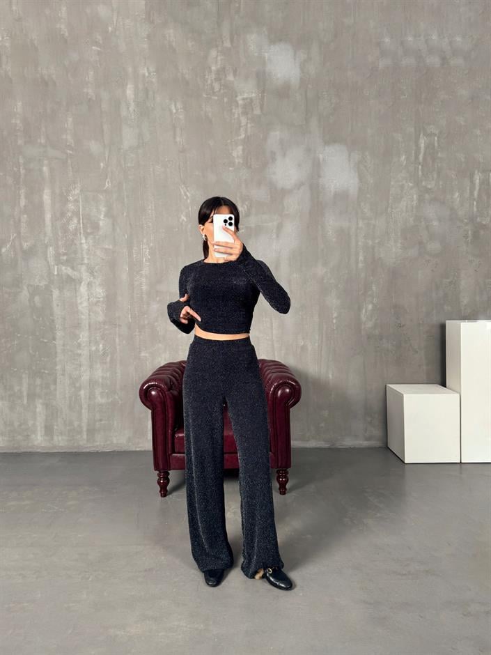 Lara Siyah Simli Pantolon