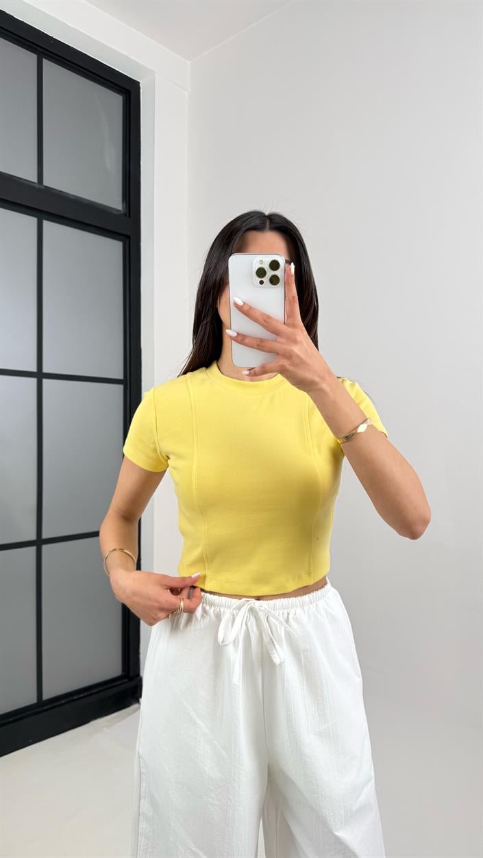 Sarı Kısa Kol MD Muadil Basic Tshirt Gaus00360