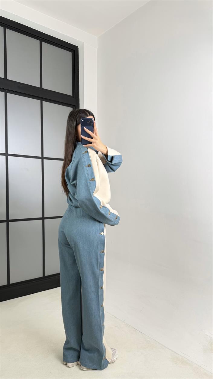 Taş Denim Detaylı Şardonlu Sweatshirt Eşofman Takım GAUS-00839