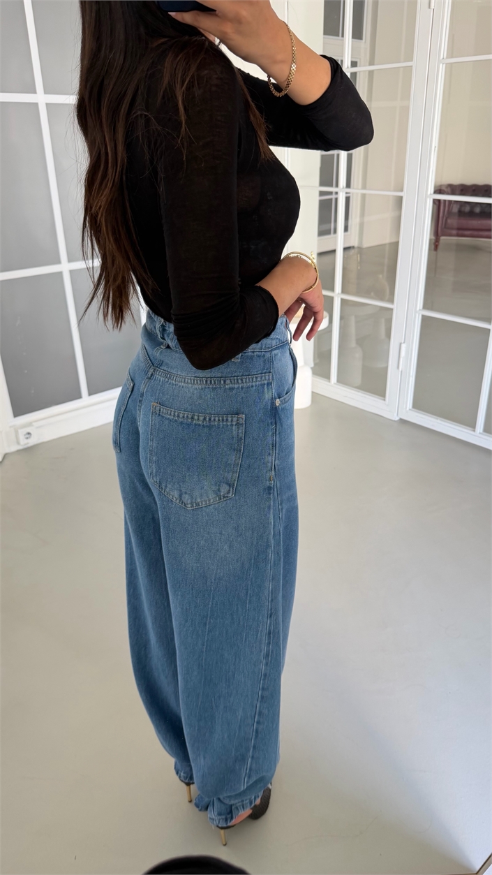 Mavi Ayarlanabilir Paçalı Tencel Denim Jean GAUS-02007