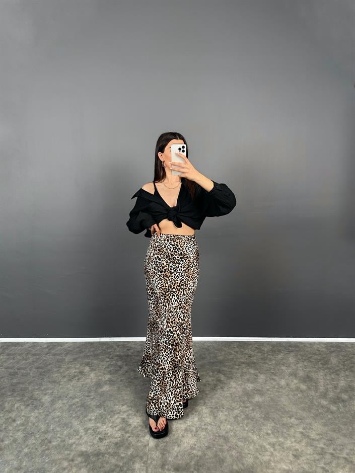 MS Leopar Saten Maxi Etek 
