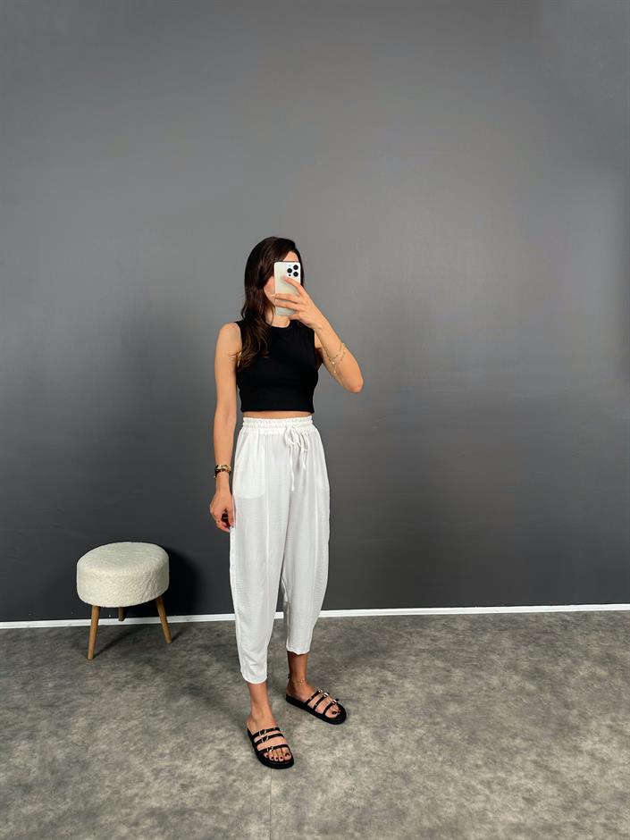 Arion Beyaz Ayrobin Keten Pantolon 