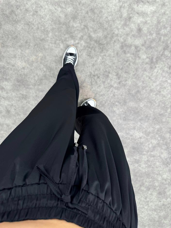 Pupa Siyah Beli Lastikli Ayrobin Pantolon