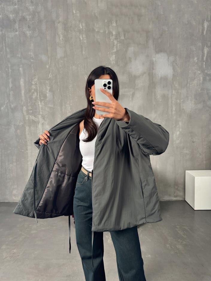 Gows ZR Model Haki Önden Bağlamalı Mont