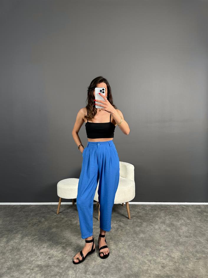 Wuud Mavi İthal Kumaş Şalvar Pantolon