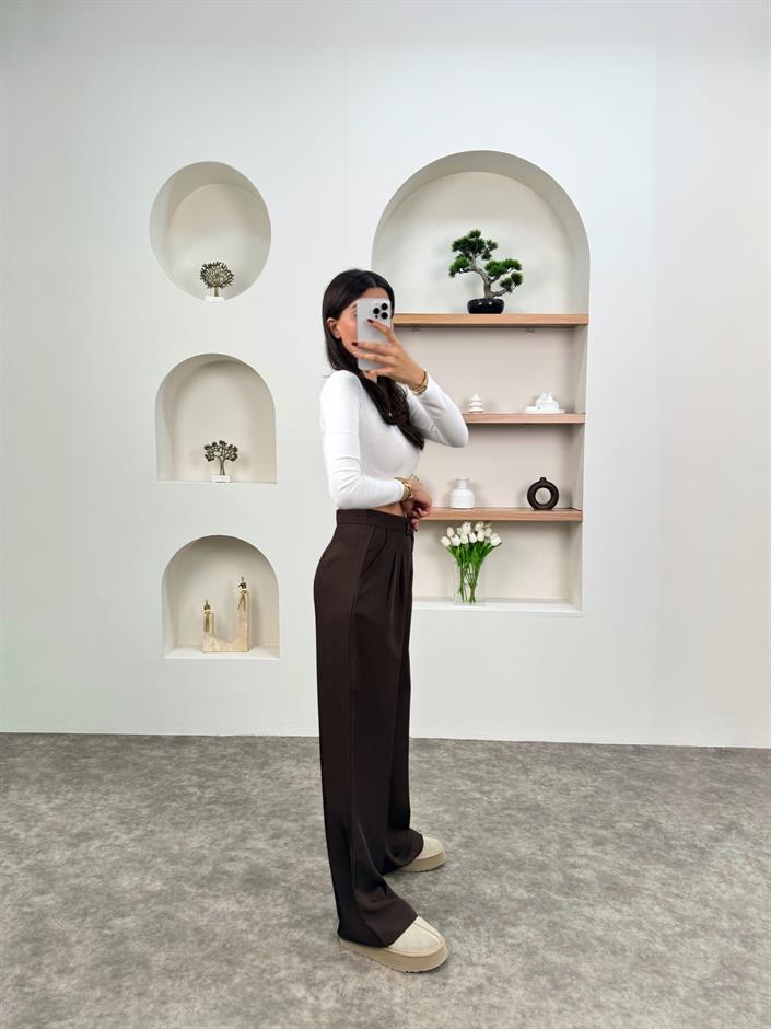 Maks Kahve ZR Model Palazzo Pantolon