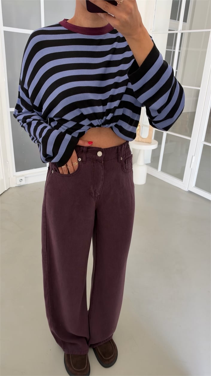 Mürdüm Beli Lastikli Geniş Paça Jean GAUS-01876 GAUS-02035