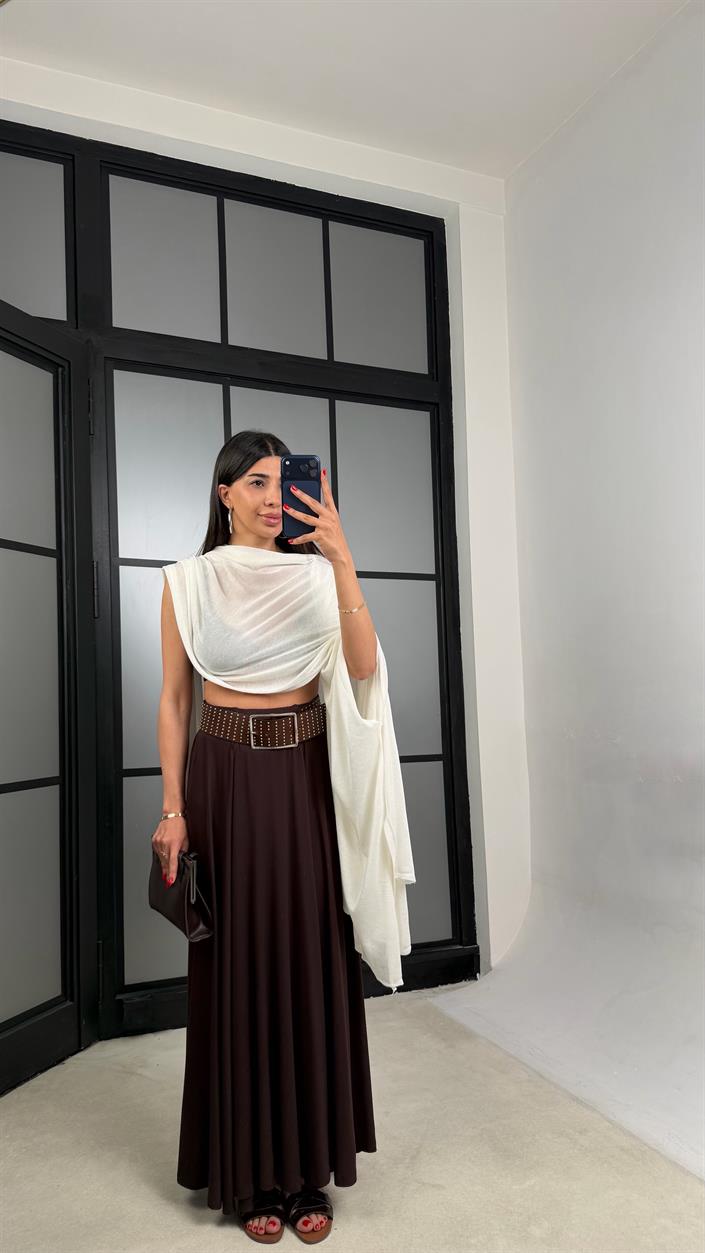 Acı Kahve Modal Kumaş Basic Etek GAUS-01559
