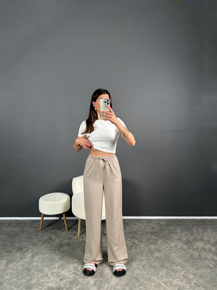 Nia Vizon Keten Beli Lastikli Pantolon