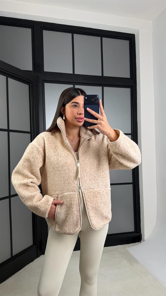 Bej Cepli Polar Hırka GAUS-01177