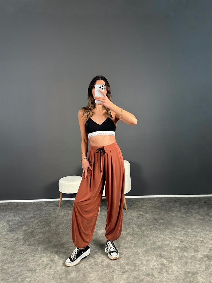 Kiremit Modal Kumaş Şalvar Pantolon