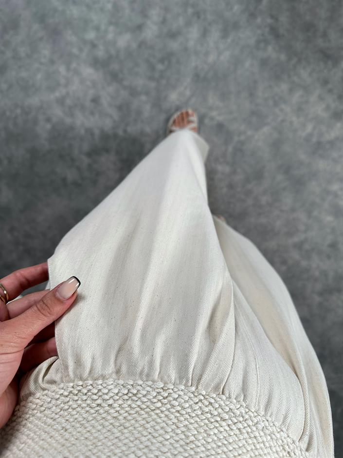 Gabardin Beli Lastikli Palazzo Pantolon 