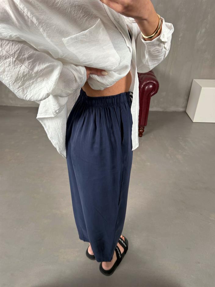 Orfi Lacivert Çımalı Tensel Şalvar Pantolon