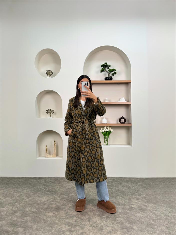 Orse Leopar Desenli Kırçıllı Astarlı Kaban