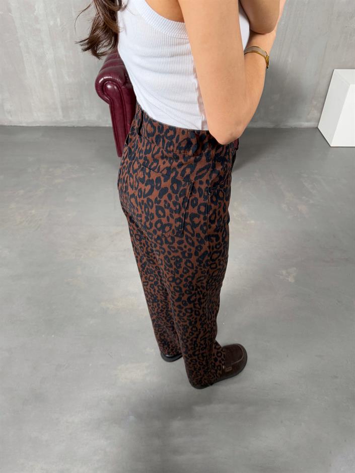 Forge Acı Kahve Leopar Desenli Pantolon