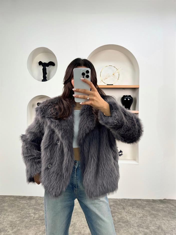 Tesia Antrasit ZR Muadil Astarlı Kürk