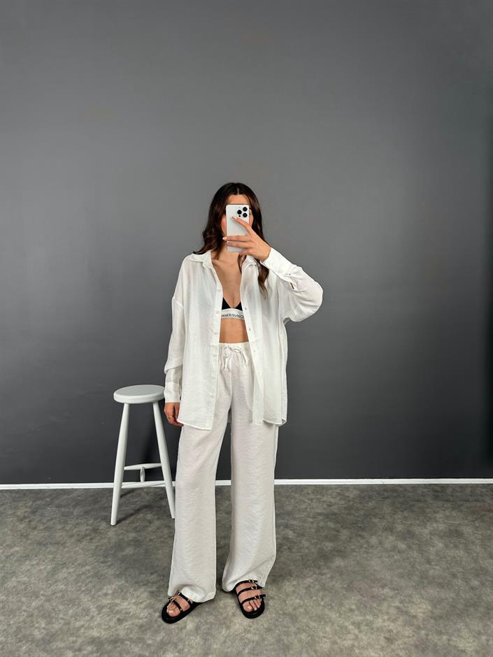 Ahel Beyaz Premium Oversize İkili Takım 
