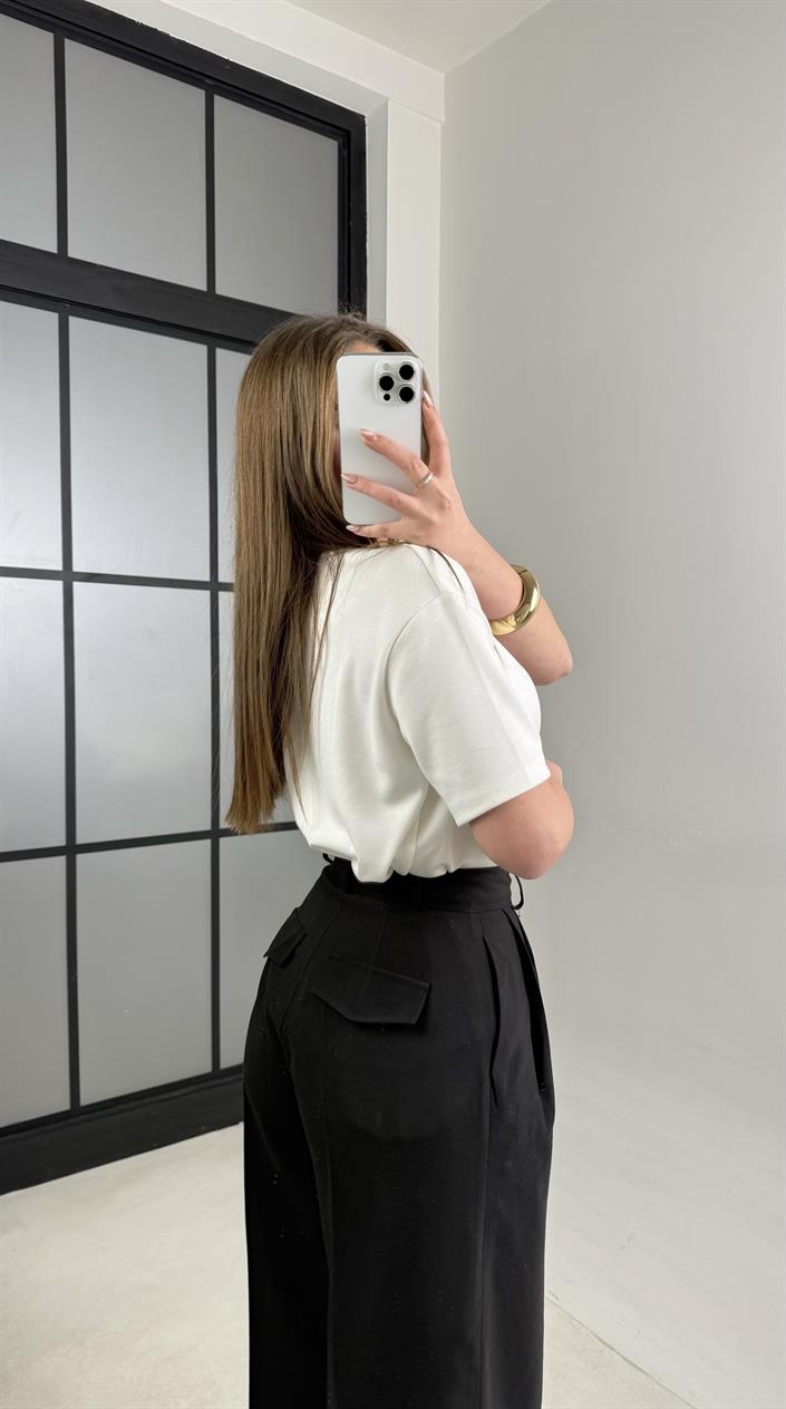 Siyah Cep Detaylı Tencel Pantolon GAUS-00992