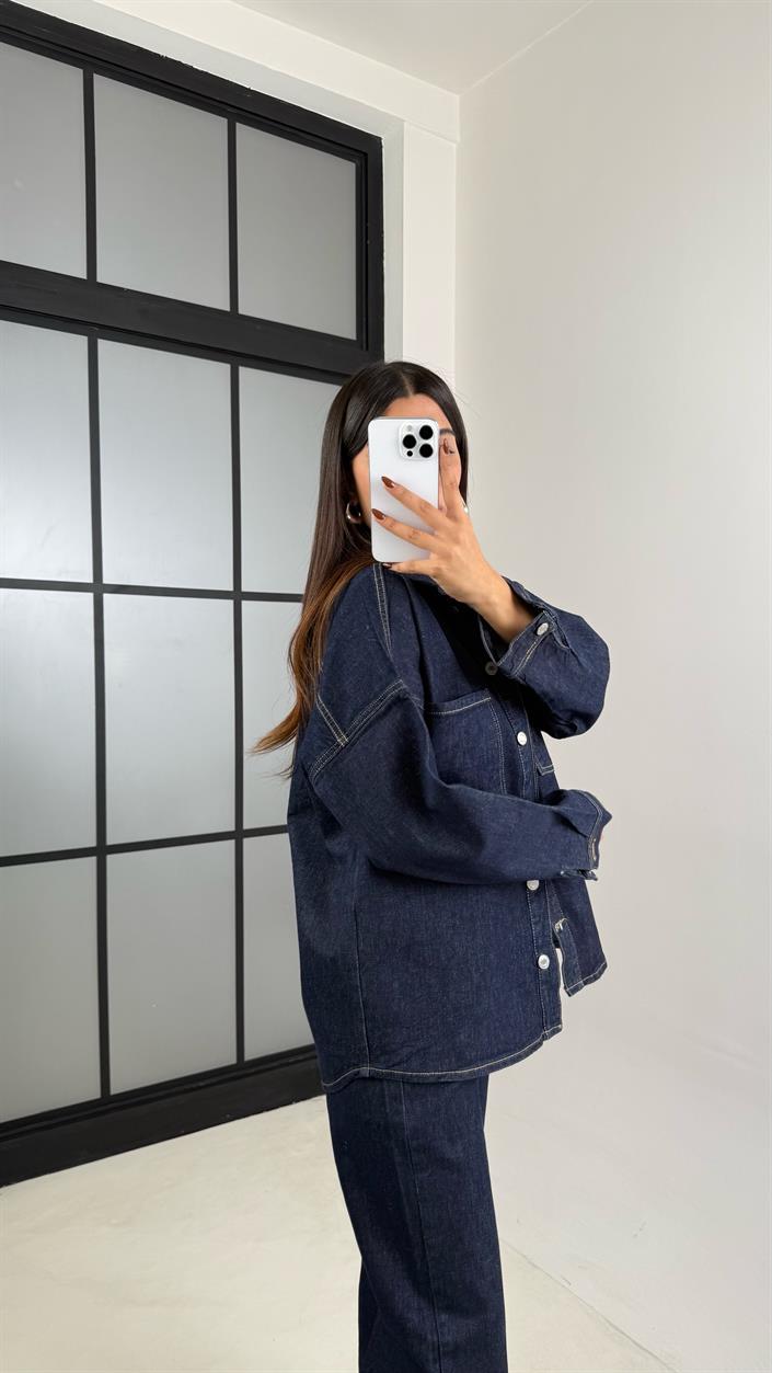 Lacivert Denim Gömlek Pantolon Takım GAUS-00220