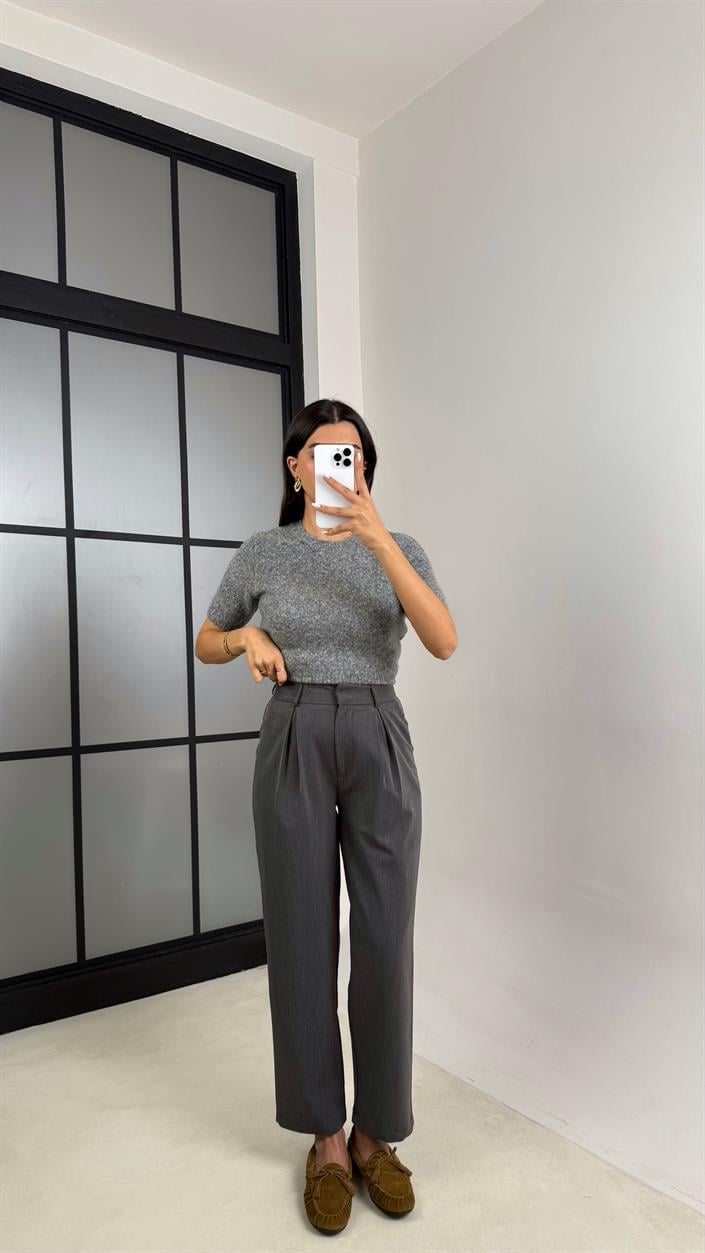 Antrasit Cepli Kumaş Pantolon GAUS-00544