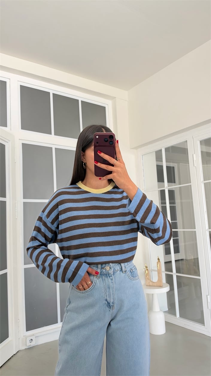 Mavi Şeritli Trko Sweat  GAUS-02121 GAUS-02221