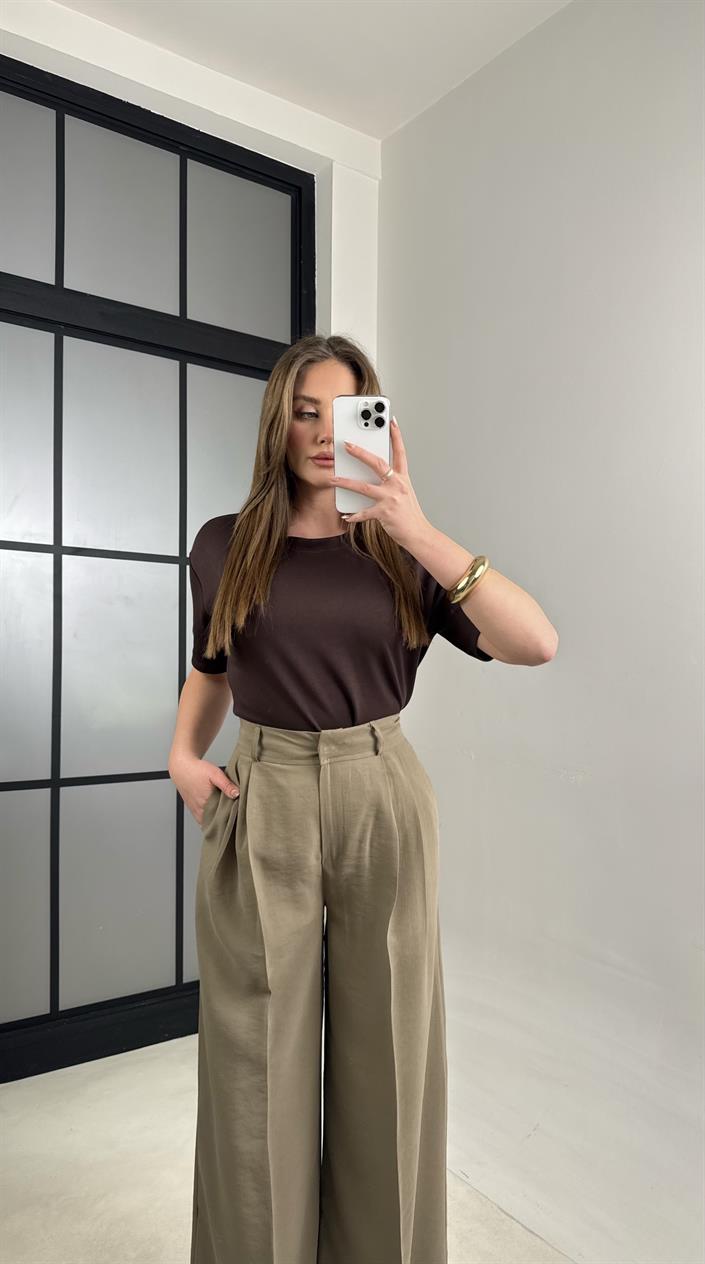 Haki Cep Detaylı Tencel Pantolon GAUS-00992